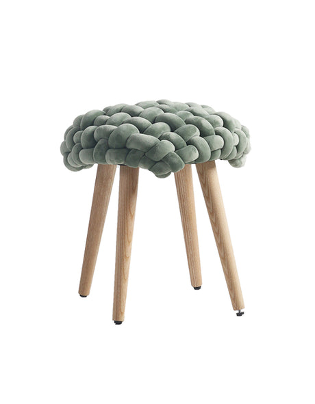 Le Di Vita Dressing Table Stool with a textured green velvet seat and wooden legs for stylish interiors