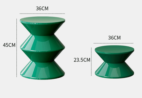 Le Di Vita Dressing Table Stool in vibrant green with unique shape and modern design for stylish interiors
