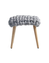 Le Di Vita Dressing Table Stool with Soft Grey Upholstery and Wooden Legs for Stylish Interiors