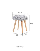 Le Di Vita Dressing Table Stool with a Stylish Braided Grey Cushion and Natural Wooden Legs