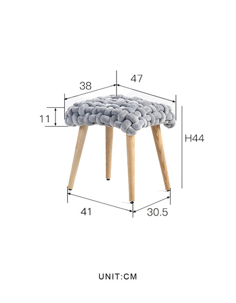Le Di Vita Dressing Table Stool with Soft Grey Upholstery and Wooden Legs for Stylish Bedrooms