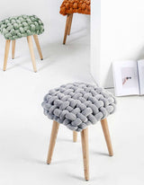 Le Di Vita Dressing Table Stool in grey with plush, woven design and wooden legs for stylish interiors