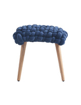 Le Di Vita Dressing Table Stool with a plush navy velvet seat and wooden legs for elegant home decor