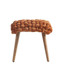 Le Di Vita Dressing Table Stool in woven orange fabric with wooden legs for elegant decor
