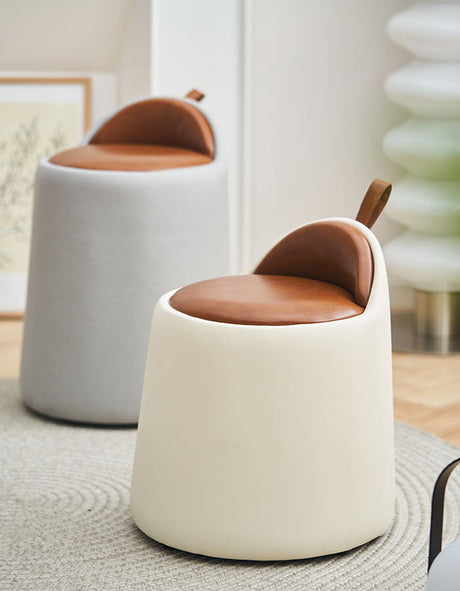 Le Di Vita Dressing Table Stool in white with a brown cushioned seat for modern interiors
