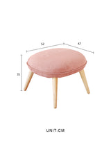 Le Di Vita Dressing Table Stool in soft pink with wooden legs and a cushioned design