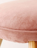 Soft Pink Dressing Table Stool with Plush Velvet Upholstery and Wooden Legs