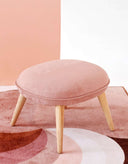 Le Di Vita Pink Dressing Table Stool with Wooden Legs for Stylish Bedroom Decor