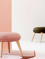 Le Di Vita Dressing Table Stool in soft pink and green with wooden legs for stylish home decor