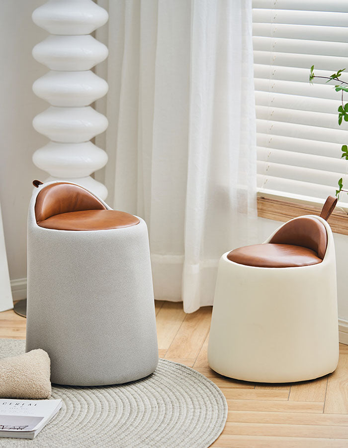 Stylish Le Di Vita Dressing Table Stool in grey and white with leather seating for modern interiors