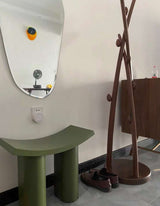 Le Di Vita Dressing Table Stool in green with unique design, complemented by a stylish mirror and shoe stand
