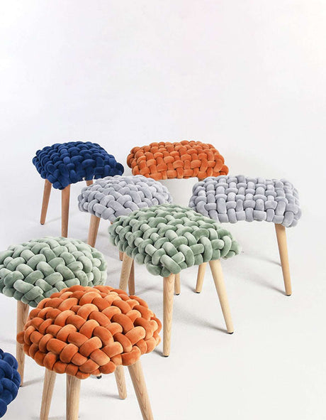 Colourful Le Di Vita Dressing Table Stools with Soft Fabric Upholstery and Wooden Legs