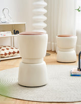 Le Di Vita Dressing Table Stool in White with Brown Cushioned Top for Stylish Interiors
