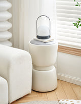 Contemporary white Dressing Table Stool with a modern design and smooth finish in a stylish interior setting