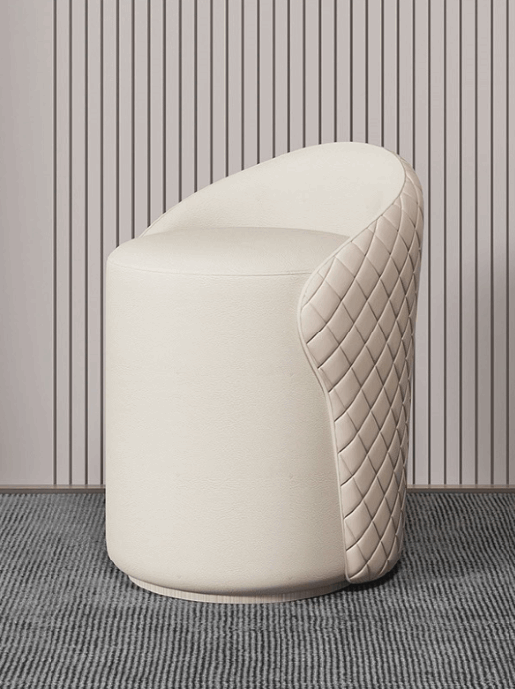 Le Di Vita stylish white chair designed for a dressing table with a woven detail