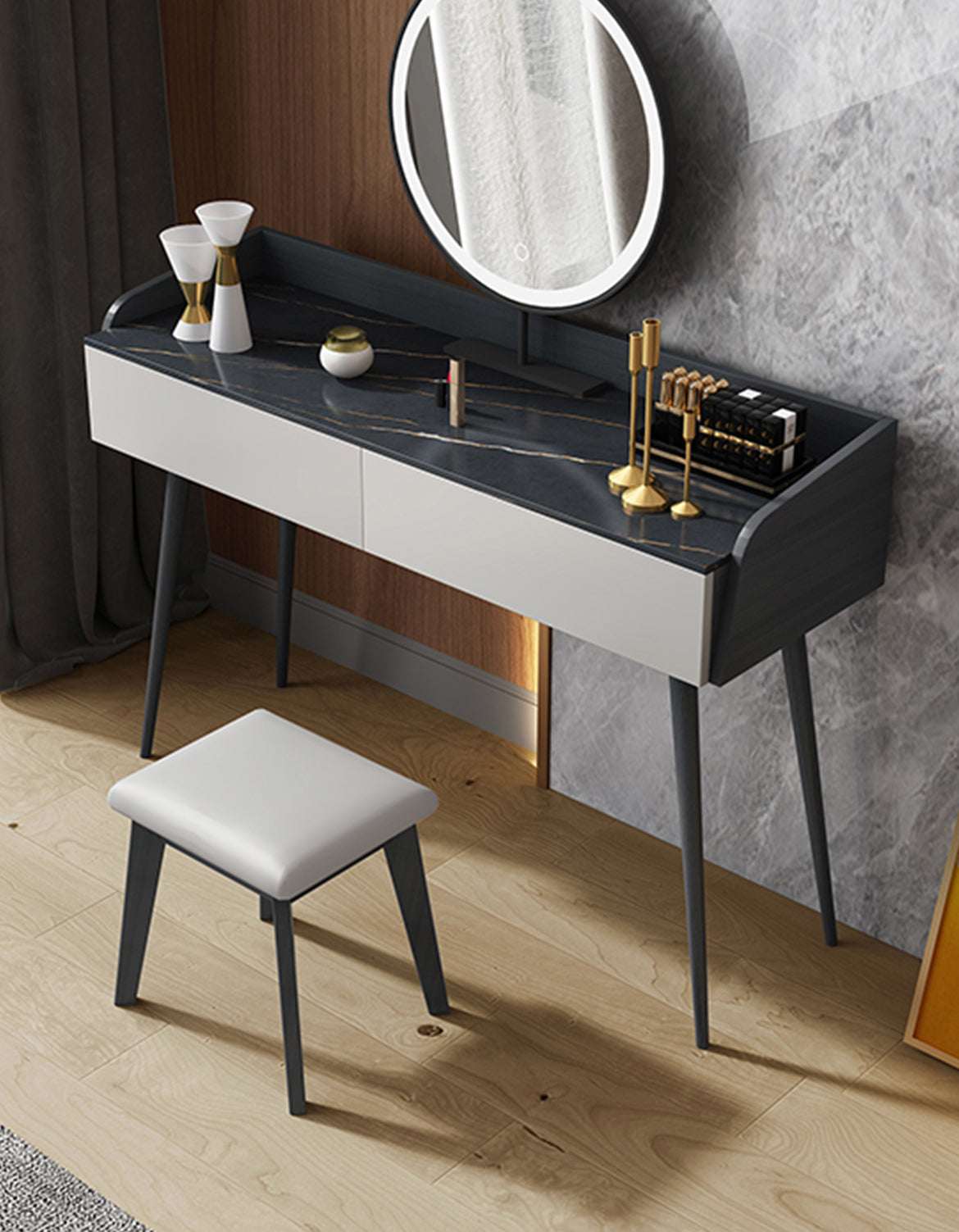 Le Di Vita Dressing Table with Elegant Design and Matching Stool for Modern Bedrooms