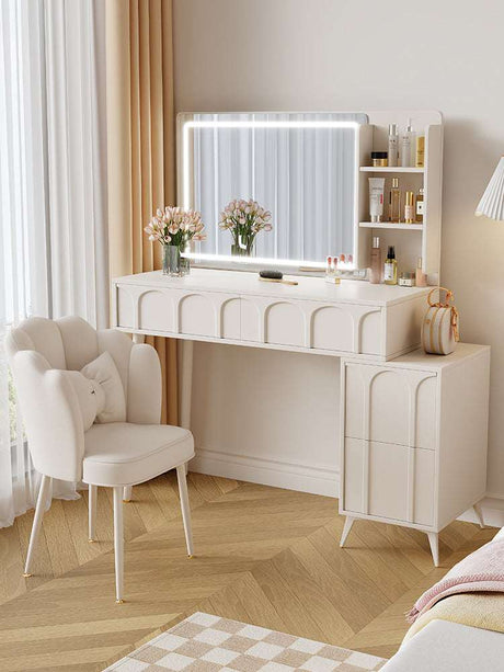 Elegant Le Di Vita Dressing Table with LED Mirror and Storage for a Stylish Makeup Area