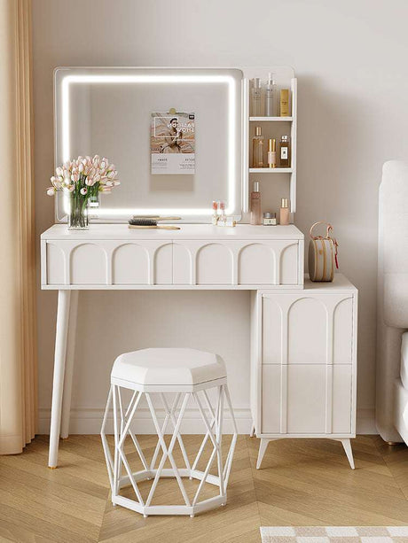 Elegant Le Di Vita Dressing Table with LED Mirror and Stylish Storage for Organised Beauty Essentials