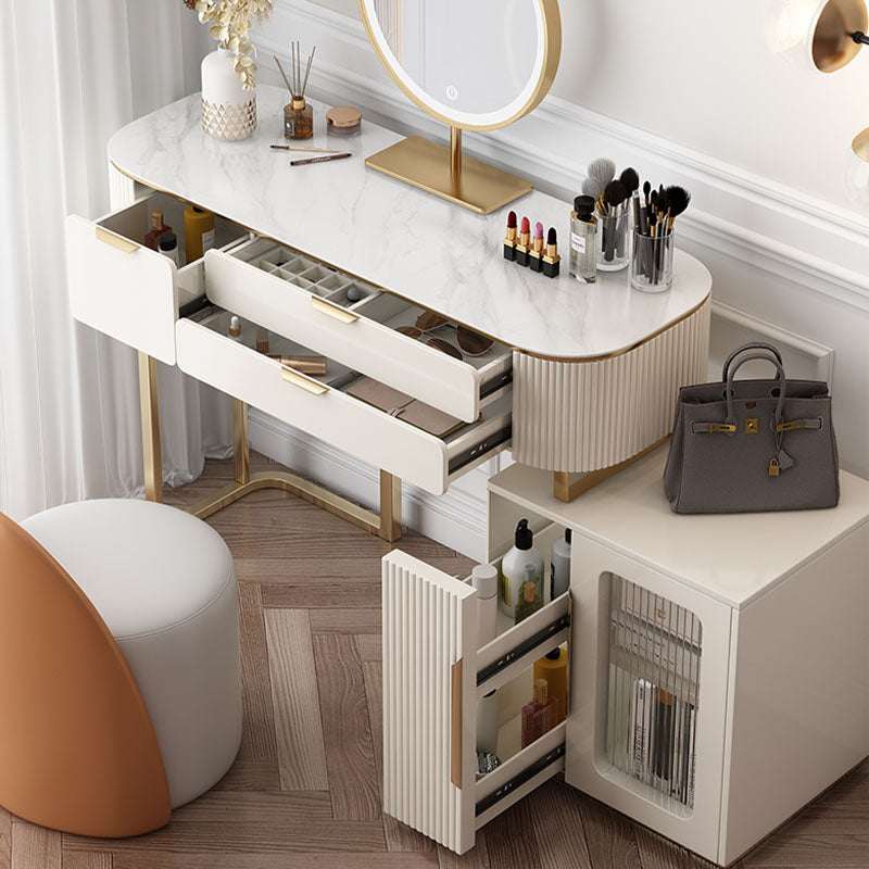 Le Di Vita Dressing Table with Marble Surface and Storage Drawers for Beauty Essentials
