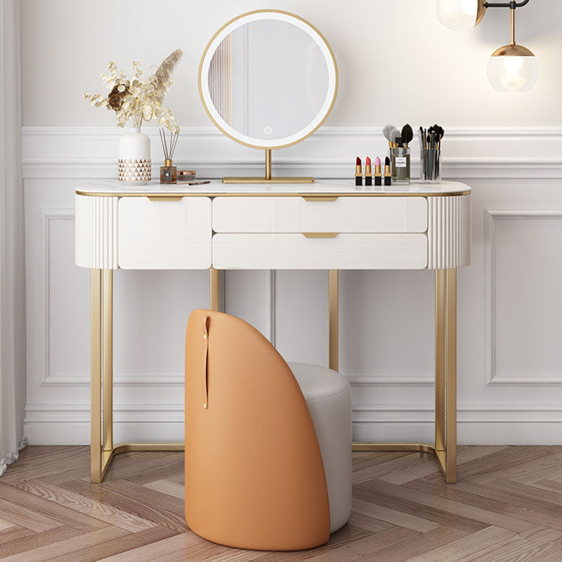 Elegant Le Di Vita dressing table with round mirror and luxurious gold accents, ideal for stylish interiors
