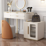 Modern Le Di Vita Dressing Table with round mirror and stylish storage drawers in a chic setting