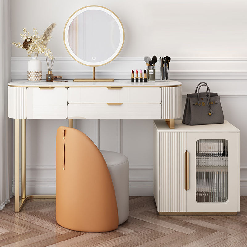 Elegant Le Di Vita Dressing Table with a round mirror and stylish storage drawers