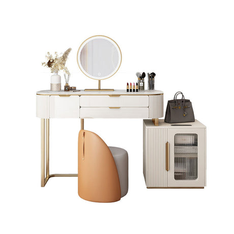 Modern Le Di Vita Dressing Table with round mirror, drawers, and stylish storage cabinet