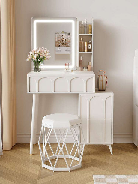 Le Di Vita Dressing Table with Built-in Mirror and Stylish Storage for Elegant Interiors