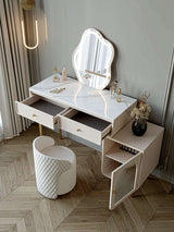 Le Di Vita Dressing Table with Marble Surface and Two Drawers for Elegant Vanity Space