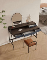 Le Di Vita modern Dressing Table with round mirror and spacious drawers for stylish organisation