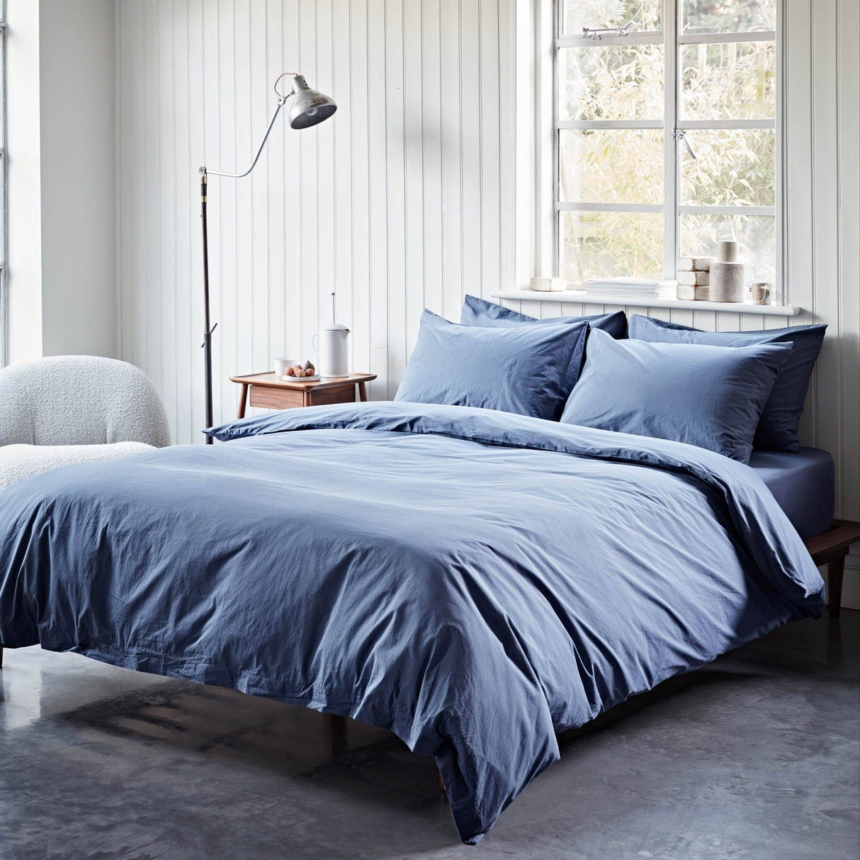 Cotton Collective Soft Blue Duvet Cover - Free UK Delivery Navy Cotton Collective