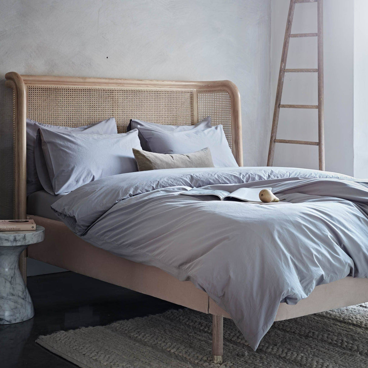 Cotton Collective Soft Blue Duvet Cover - Free UK Delivery Light Grey Cotton Collective