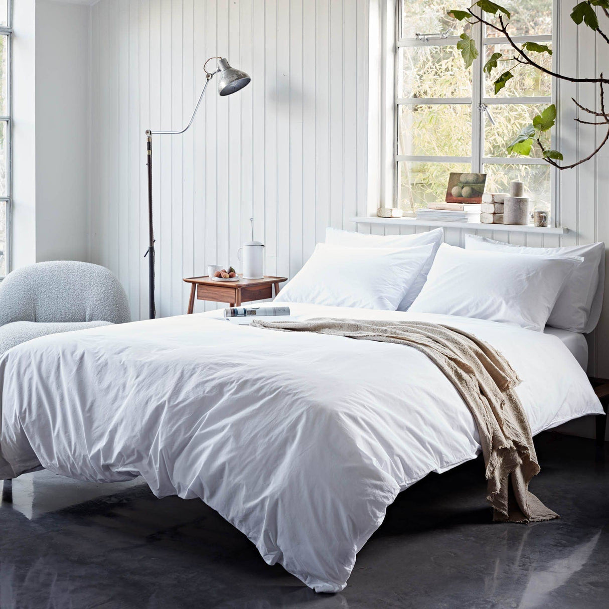 Cotton Collective Soft Blue Duvet Cover - Free UK Delivery White Cotton Collective