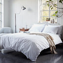 Cotton Collective Soft Blue Duvet Cover - Free UK Delivery White Cotton Collective