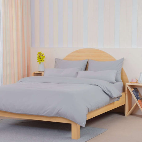 Ackly Bamboo - Dove Grey Duvet Cover Super King SHEET STORY