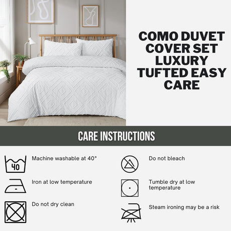 OLIVIA ROCCO Como Duvet Cover Set in luxury tufted design, easy care with machine washable instructions