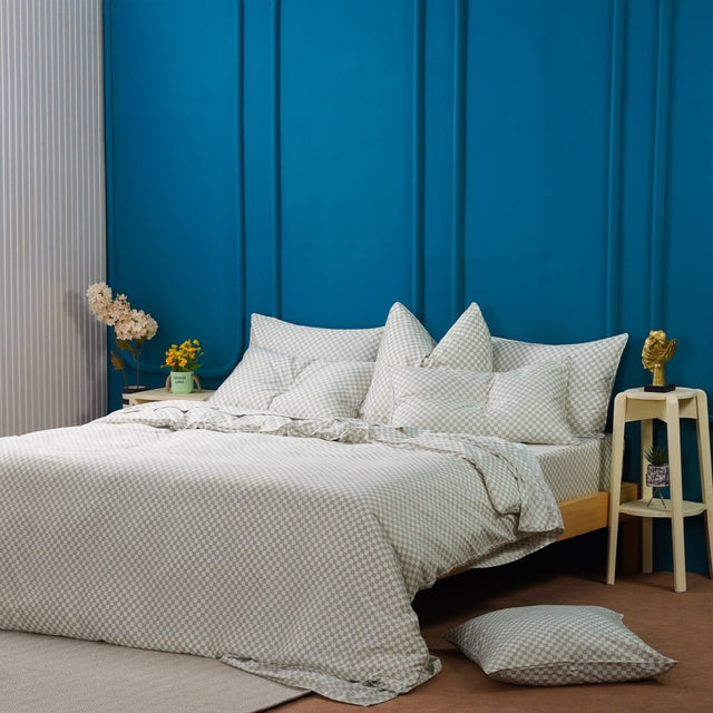 Complete Bed Set by SHEET STORY featuring a stylish Duvet Cover Set with coordinating cushions