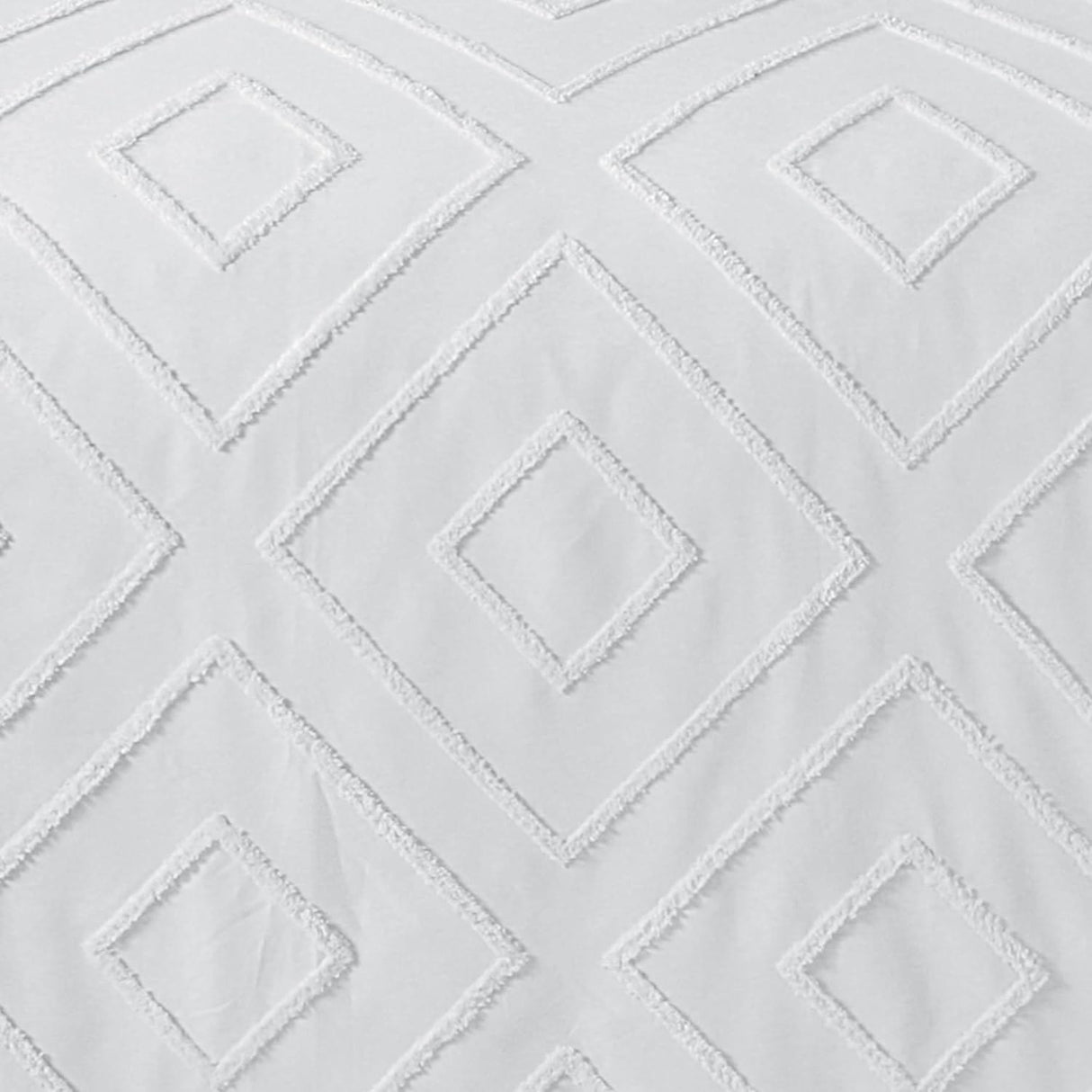 OLIVIA ROCCO Duvet Cover Set in White with Textured Diamond Pattern for a Stylish Bedroom Upgrade