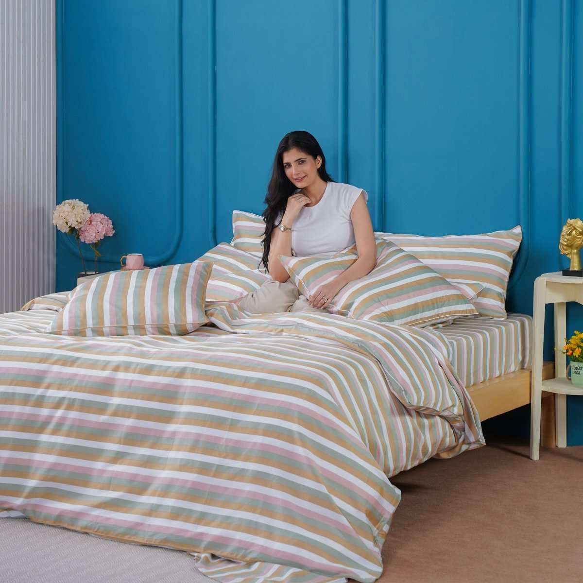 Ella Cotton - Serene Stripe Duvet Cover SHEET STORY