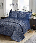 OLIVIA ROCCO Duvet Set in Navy Blue with Floral Pattern and Coordinating Pillow Shams