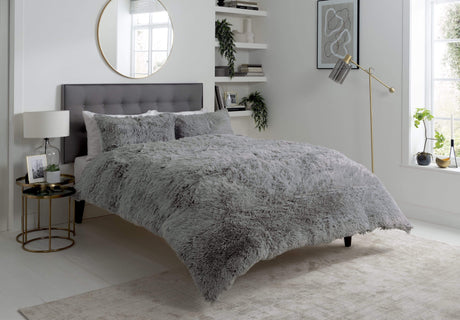 OLIVIA ROCCO Duvet Set in soft grey, enhancing a modern bedroom aesthetic with plush texture