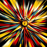 Vibrant wall art canvas featuring an alarm clock with bold colours and dynamic patterns