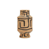 Orsina Earthenware Vase with Geometric Black Patterns for Stylish Home Decor