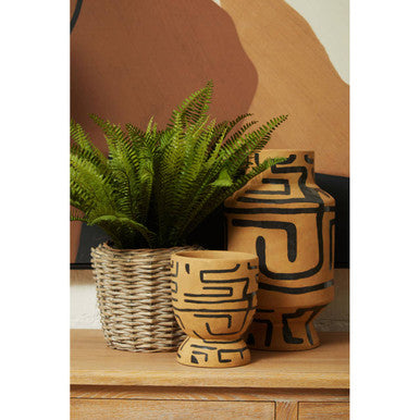 Orsina Earthenware Vase with Tribal Patterns for Boho Home Decor