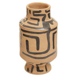 Orsina Earthenware Vase with Unique Black Geometric Patterns for Stylish Home Decor