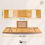 Eco Bath London Bamboo Bath Tray with Adjustable Width and Multiple Holders for Relaxation