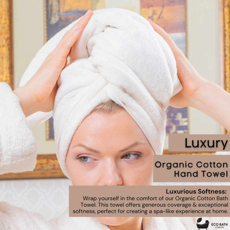 Eco Bath London Organic Cotton Hand Towel featuring luxurious softness for a spa-like experience