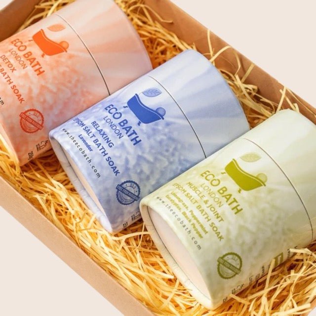 Eco Bath London Bath & Body Gift Set with Epsom Salt Soaks in Three Fragrances