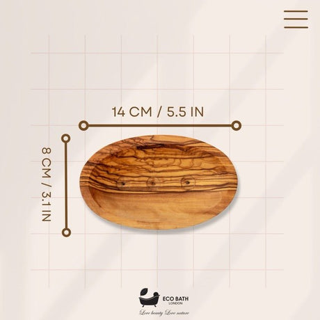 Eco Bath London Wooden Soap Dish with Measurements 14 cm by 8 cm for Natural Bathroom Decor