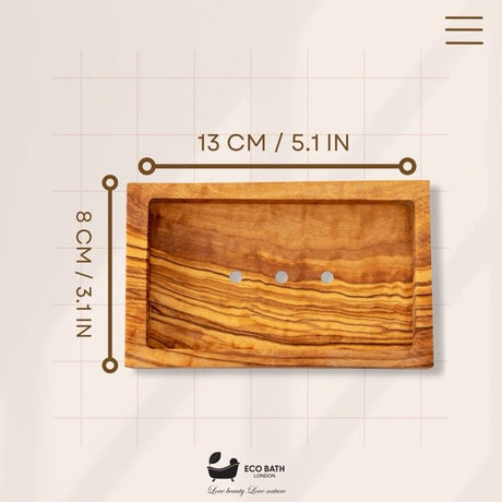 Eco Bath London Wooden Soap Dish with Dimensions of 13 cm by 8 cm for Eco-Friendly Bathrooms